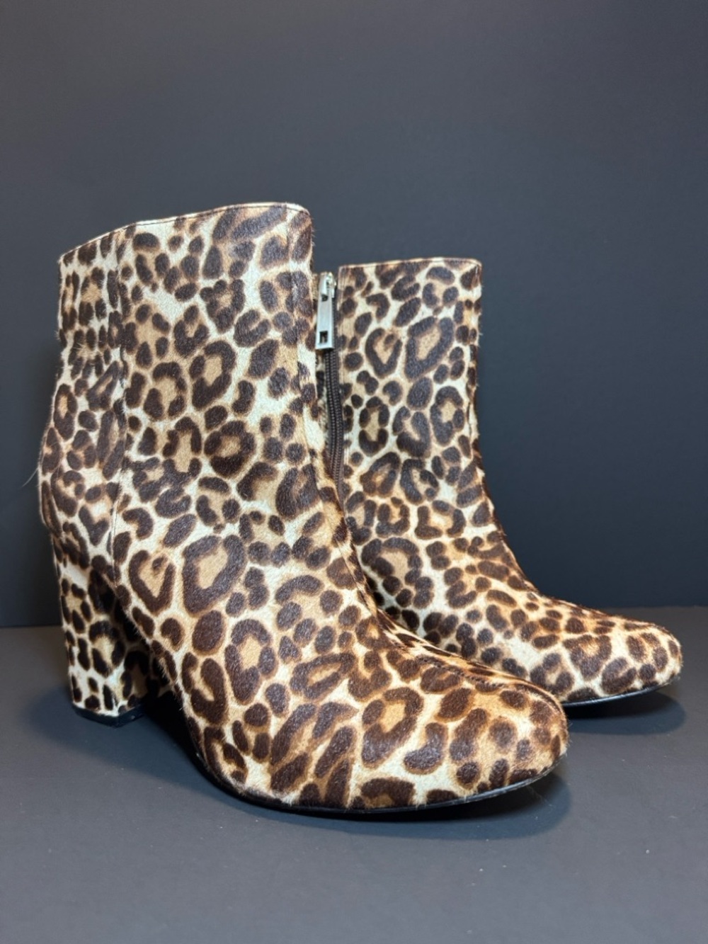 Charles David Leopard Print Ankle Boots in Brown